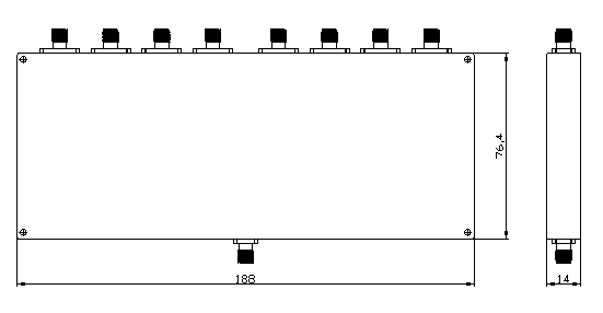 UHF波段微带线1分8功分器